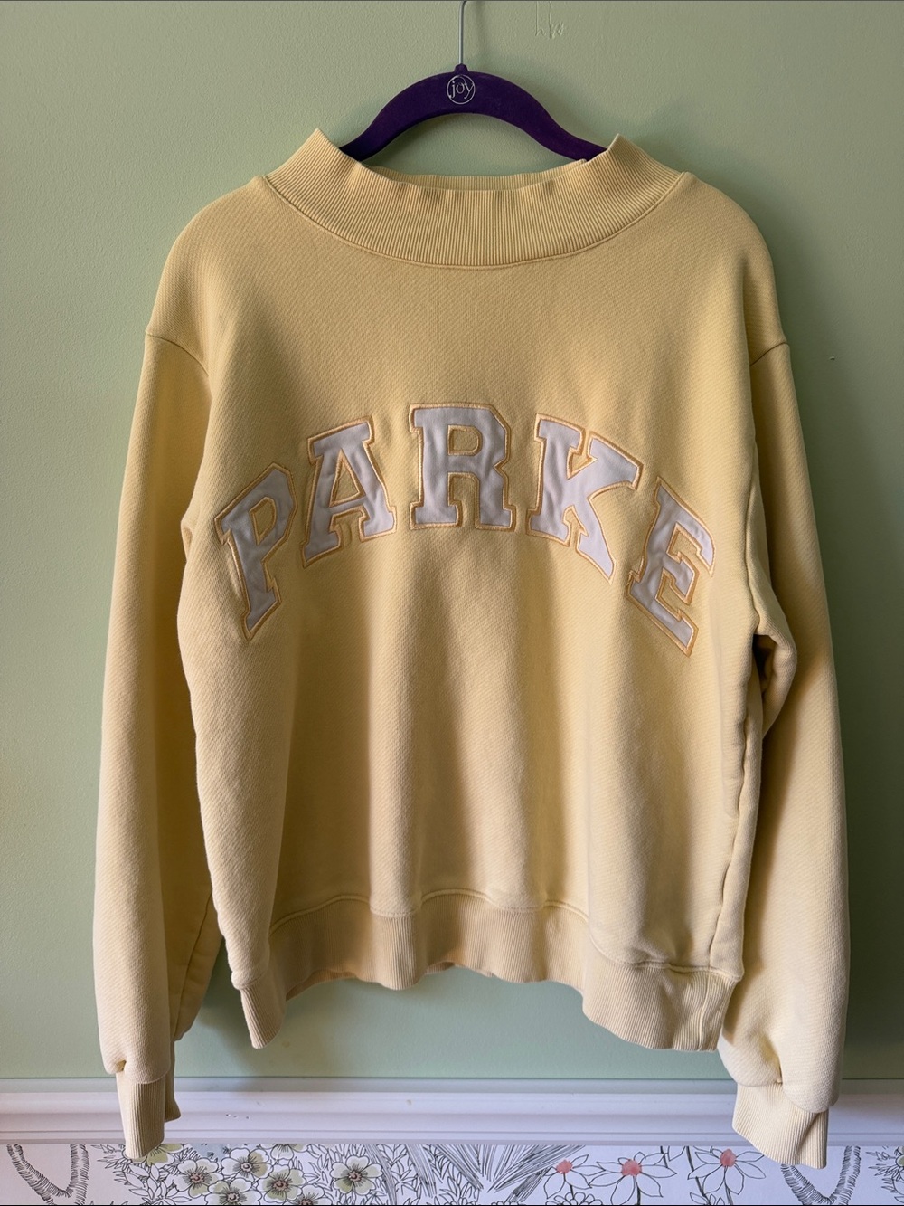 Parker Pale Yellow Logo Crewneck Sweatshirt